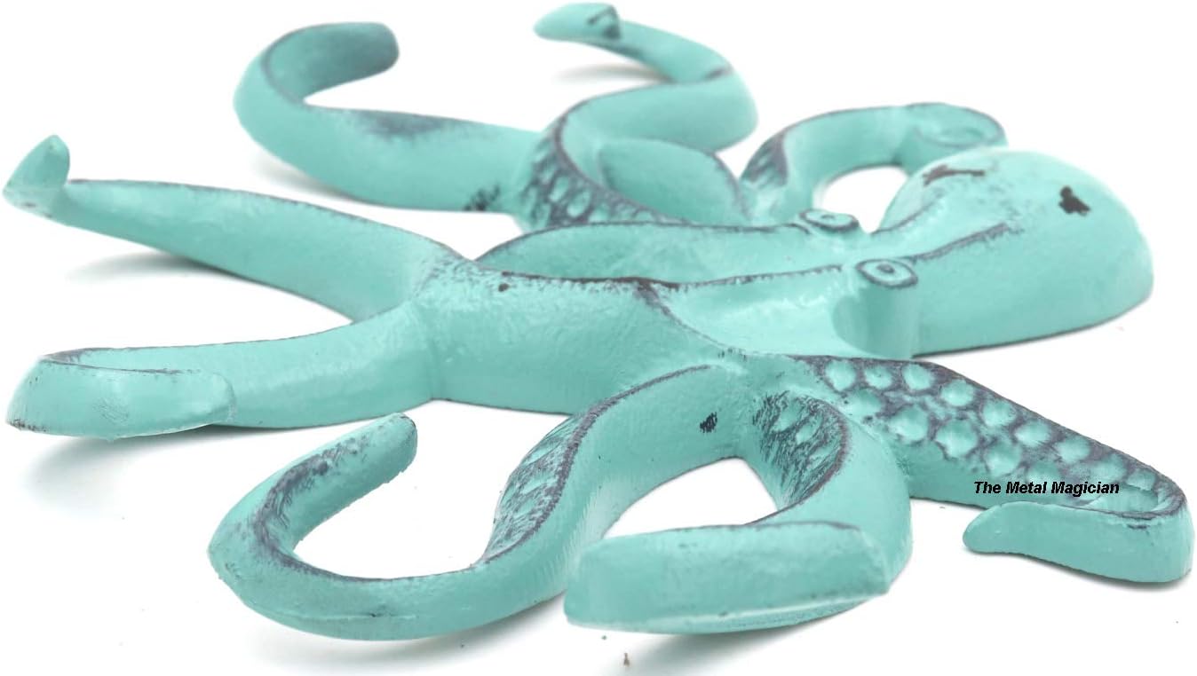 Gancho para llaves de pulpo, estante decorativo de pared náutico para pared, gancho antiguo para llaves, colgador de aluminio fundido para abrigo,