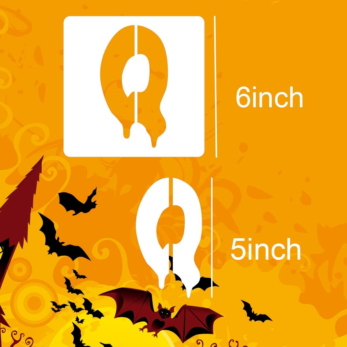 Plantilla de letras de Halloween de 6 pulgadas, plantillas de letras del alfabeto, plantillas de fuentes de goteo para pintar sobre tela de ventana