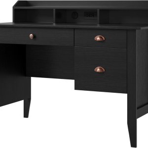 TTVIEW Escritorio para computadora con cajones de almacenamiento y puerto de carga USB, escritorio ejecutivo de oficina en casa con estante y cajón TTVIEW Escritorio para computadora con cajones de almacenamiento y puerto de carga USB, escritorio ejecutivo de oficina en casa con estante y cajón