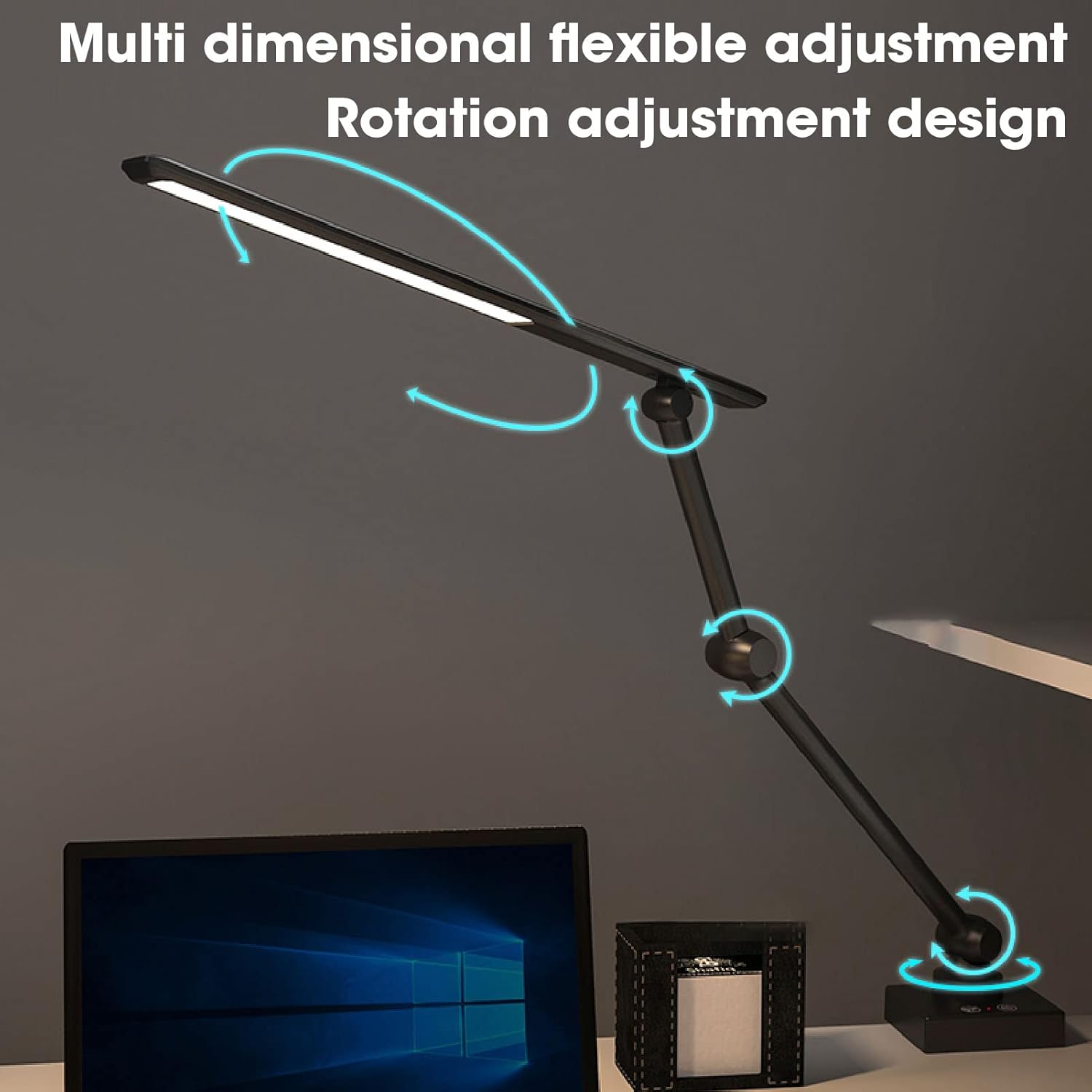 Gavigain Lámpara de mesa, lámpara de escritorio para oficina en casa con abrazadera, luces flexibles para libros, fácil de leer, cabecera recargable