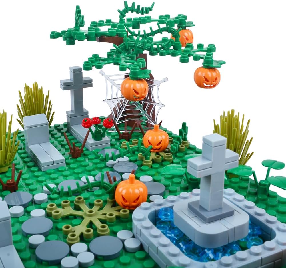 Juego de mini ladrillos embrujados de Halloween, juego de cementerio, bloques de construcción, arquitectura, ladrillos de construcción, juego de