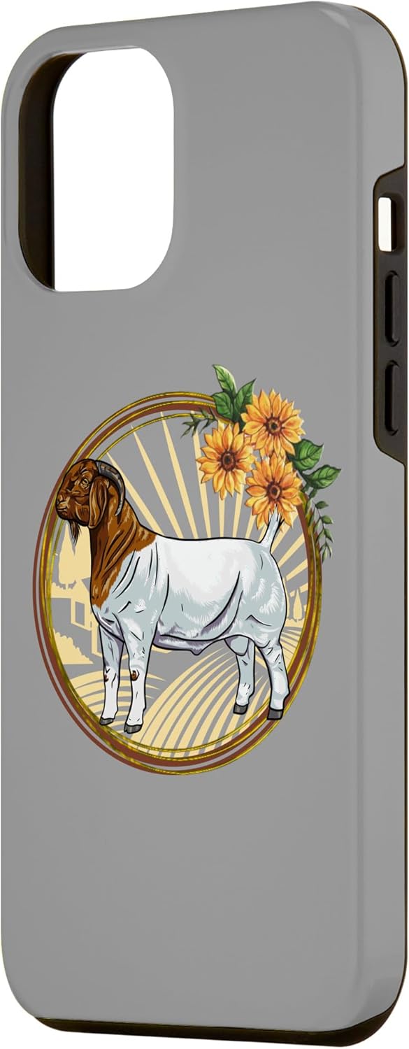 Funda con borde de girasol para iPhone 13 Pro Max Meat Goat Boer Buck