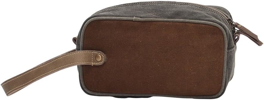 Myra Bag Wild Reindeer Denim & Upcycled Canvas Shaving Kit Bag S-1121, Marrón