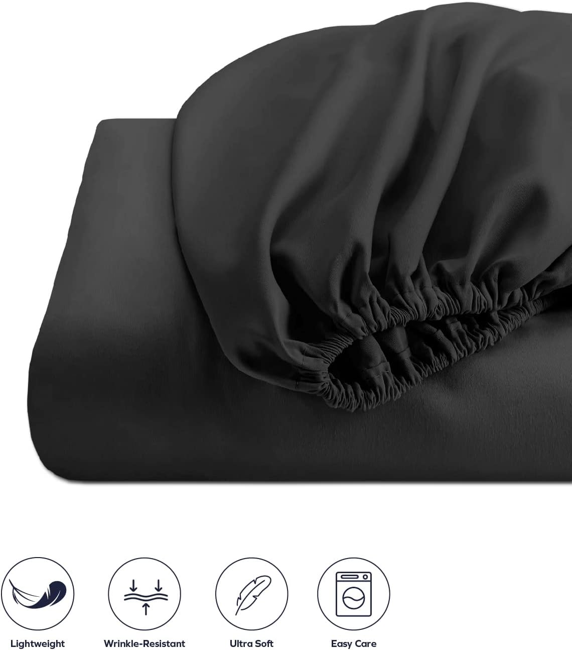 Boston Linen Co. Sábana bajera de microfibra de alta calidad de 1800 hilos, resistente al encogimiento y a la decoloración hasta 15 pulgadas, sábana