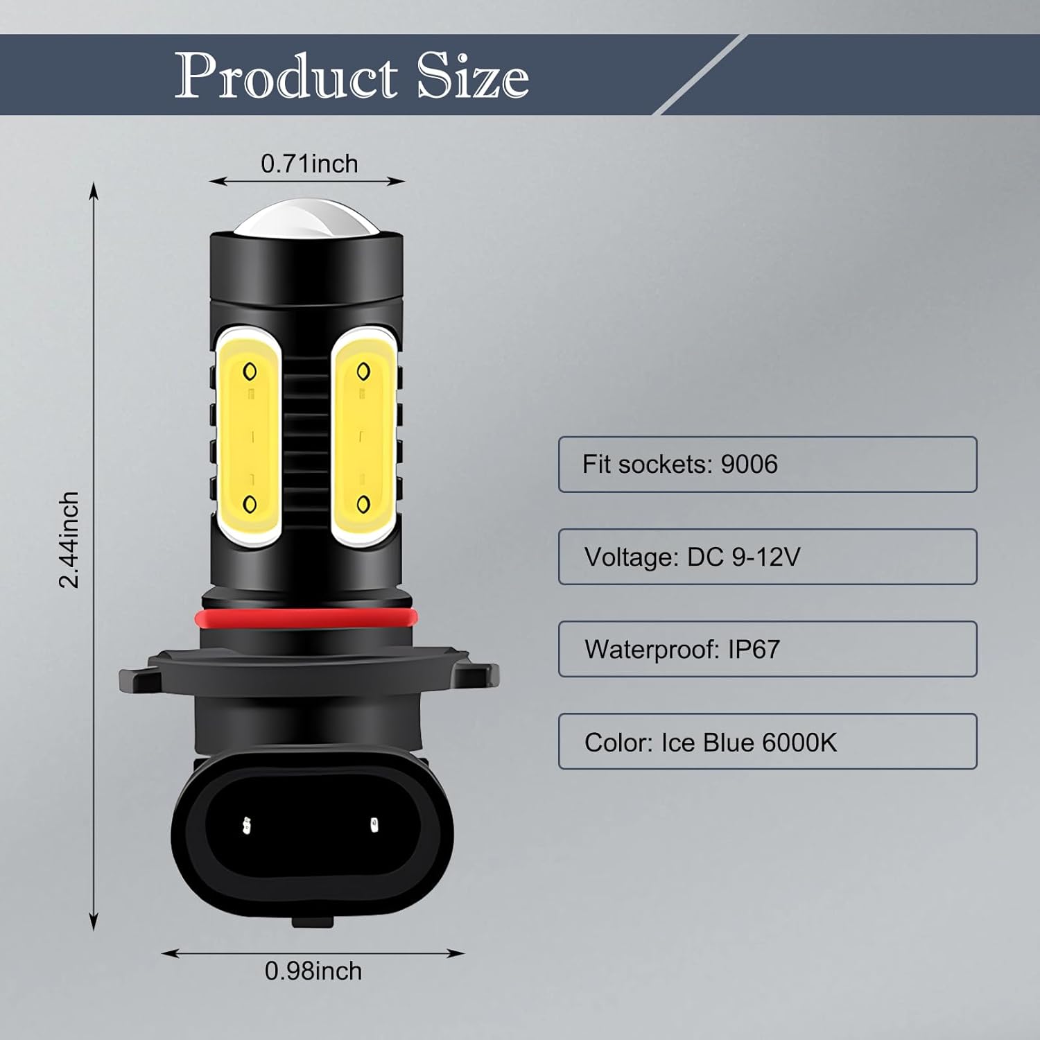 Flygun Paquete de 2 luces LED para automóvil, 9006 bombillas antiniebla superbrillantes, kit de conversión de luces LED, universal para la mayoría