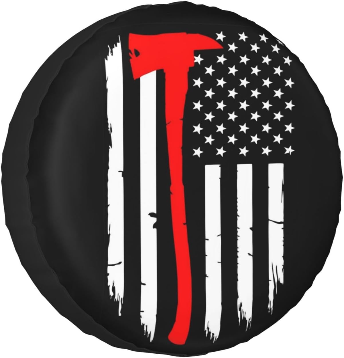 Cubierta de neumático de repuesto con bandera de bomberos con bandera estadounidense, cubierta de neumático de rueda a prueba de Waerproof protege