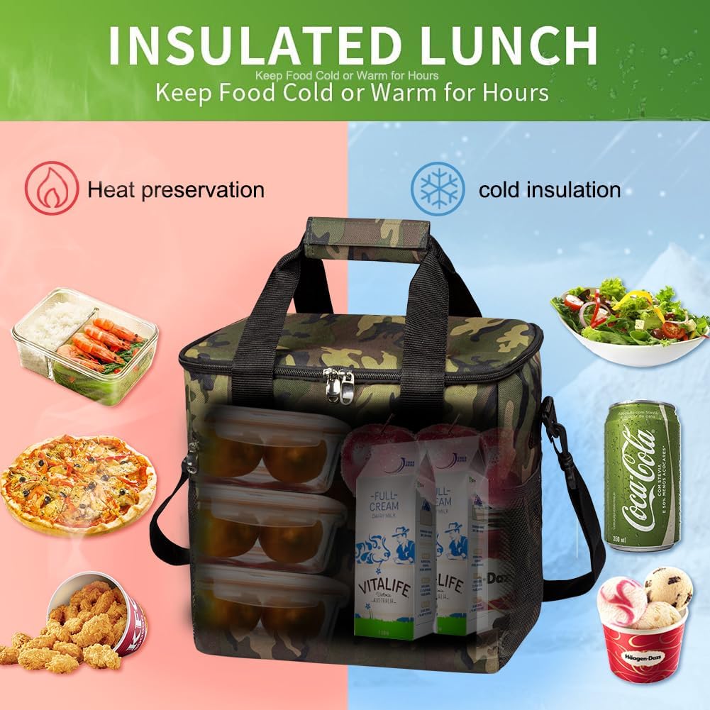 Iknoe Bolsa térmica grande plegable para 24 latas, bolsas aisladas a prueba de fugas con múltiples bolsillos para adultos, lonchera aislada para