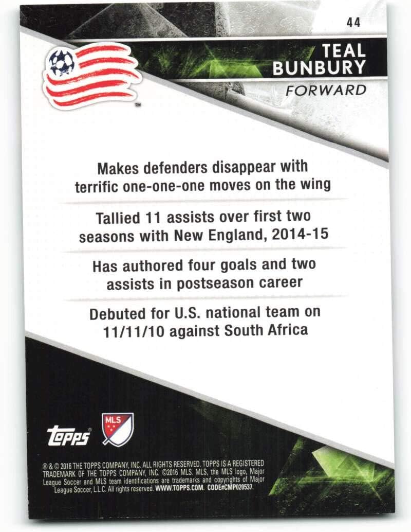 2016 Topps Apex #44 Teal Bunbury New England Revolution Official Major League Soccer Card in Raw (NM or Better) Condition’