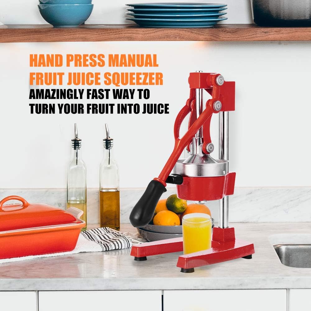 Prensa manual de hierro fundido resistente comercial naranja cítrico limón lima pomelo granada fruta jugo exprimidor máquina rojo
