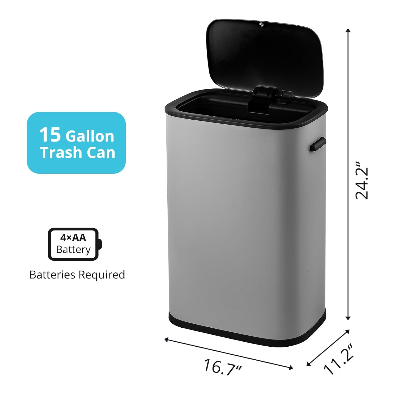Basurero de cocina de 55 litros14.5 galones, bote de basura automático con sensor de movimiento y sin tacto, diseño silencioso antihuellas, adecuado
