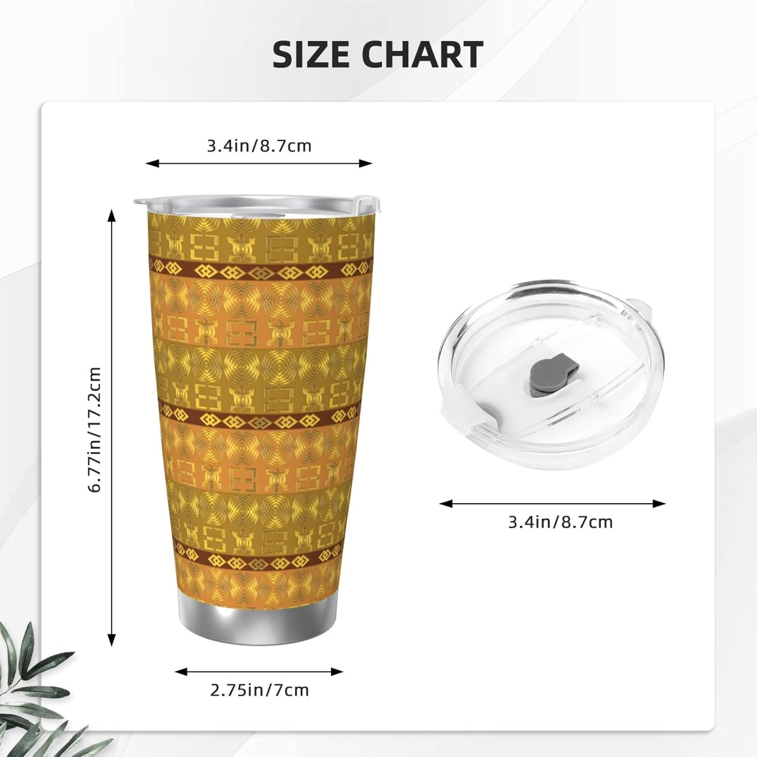DKJlitter Taza de automóvil de 20 onzas, patrón étnico africano con símbolos Adinkra con aislamiento al vacío, taza de acero inoxidable con