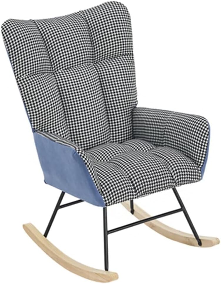 TRIPLE TREE Mecedora para guardería, moderna mecedora de cuero suave con asiento acolchado y respaldo alto, cómoda silla decorativa tapizada con