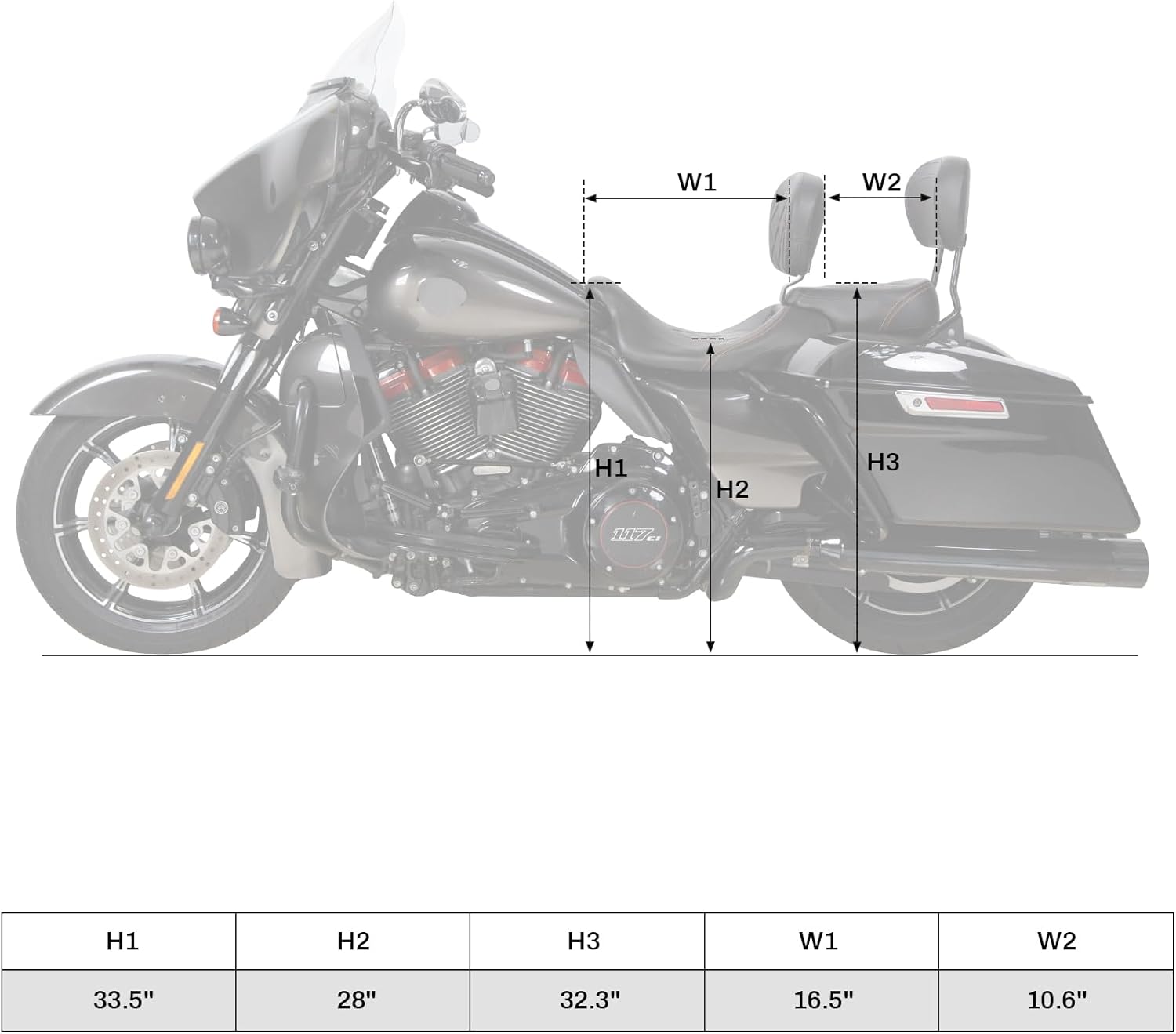 TCT-MOTORPARTS Asiento de pasajero de perfil bajo con almohadilla para respaldo de conductor para Harley Tour Pak Touring Road King 2009-2023