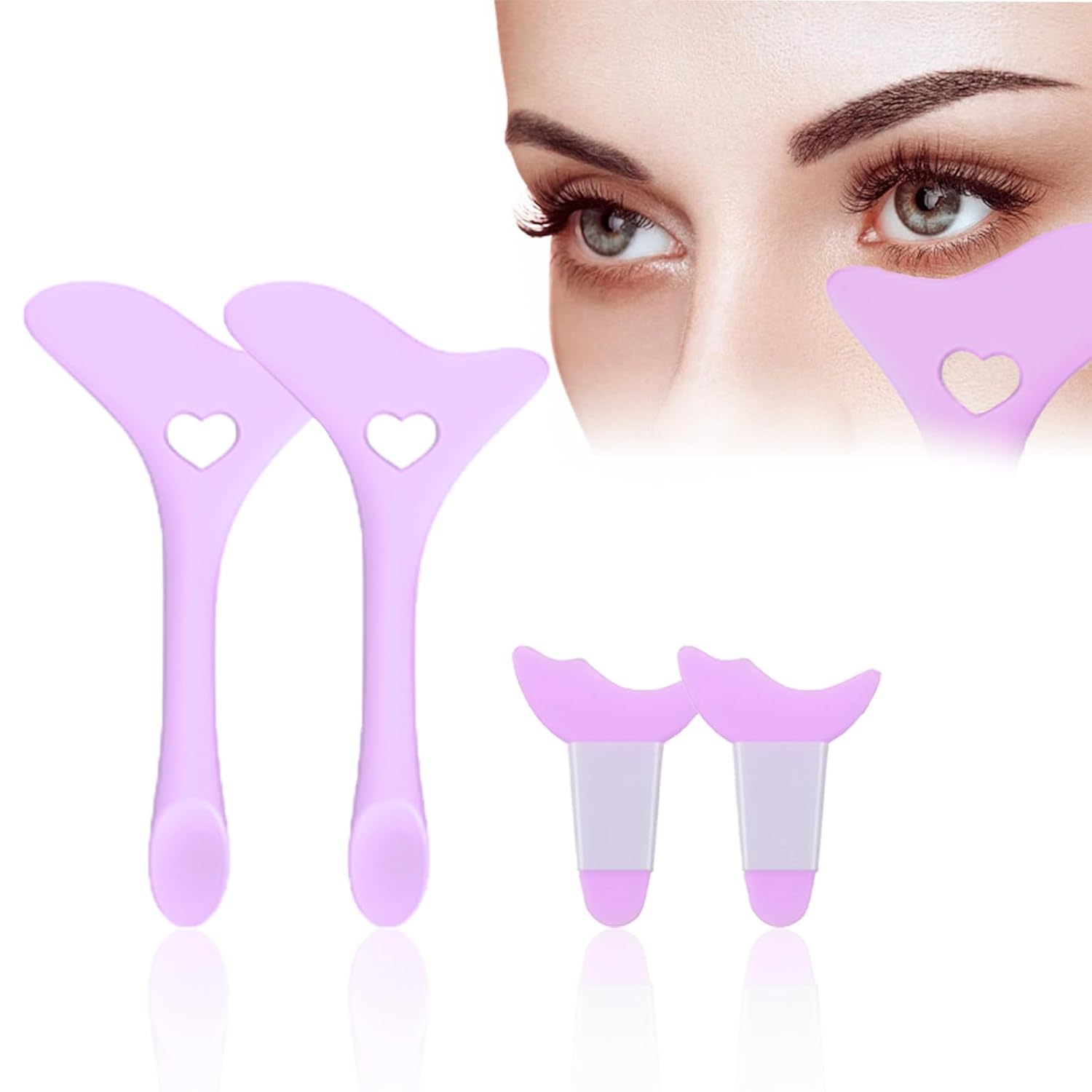 4 plantillas de delineador de ojos reutilizables de silicona, aplicadores de sombra de ojos, protectores de rímel, delineador de ojos, aplicador de