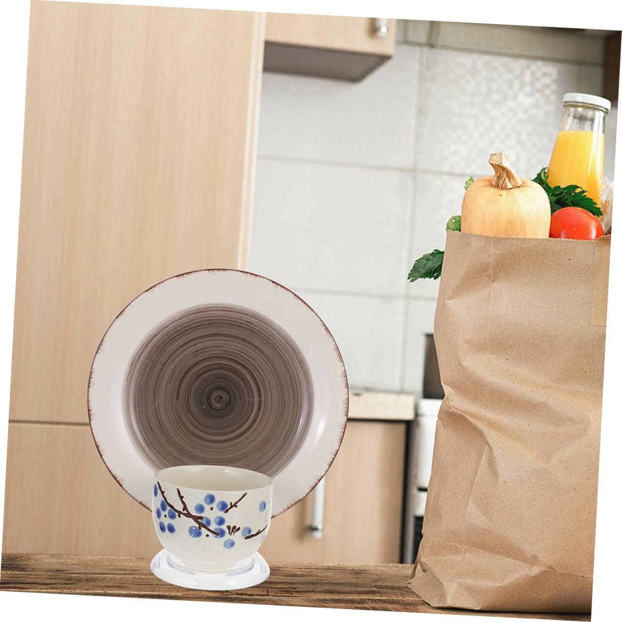 ORFOFE Soporte para platos, taza de café, taza de café transparente, 2 piezas, soporte de exhibición de platos, tazas y platillos acrílico