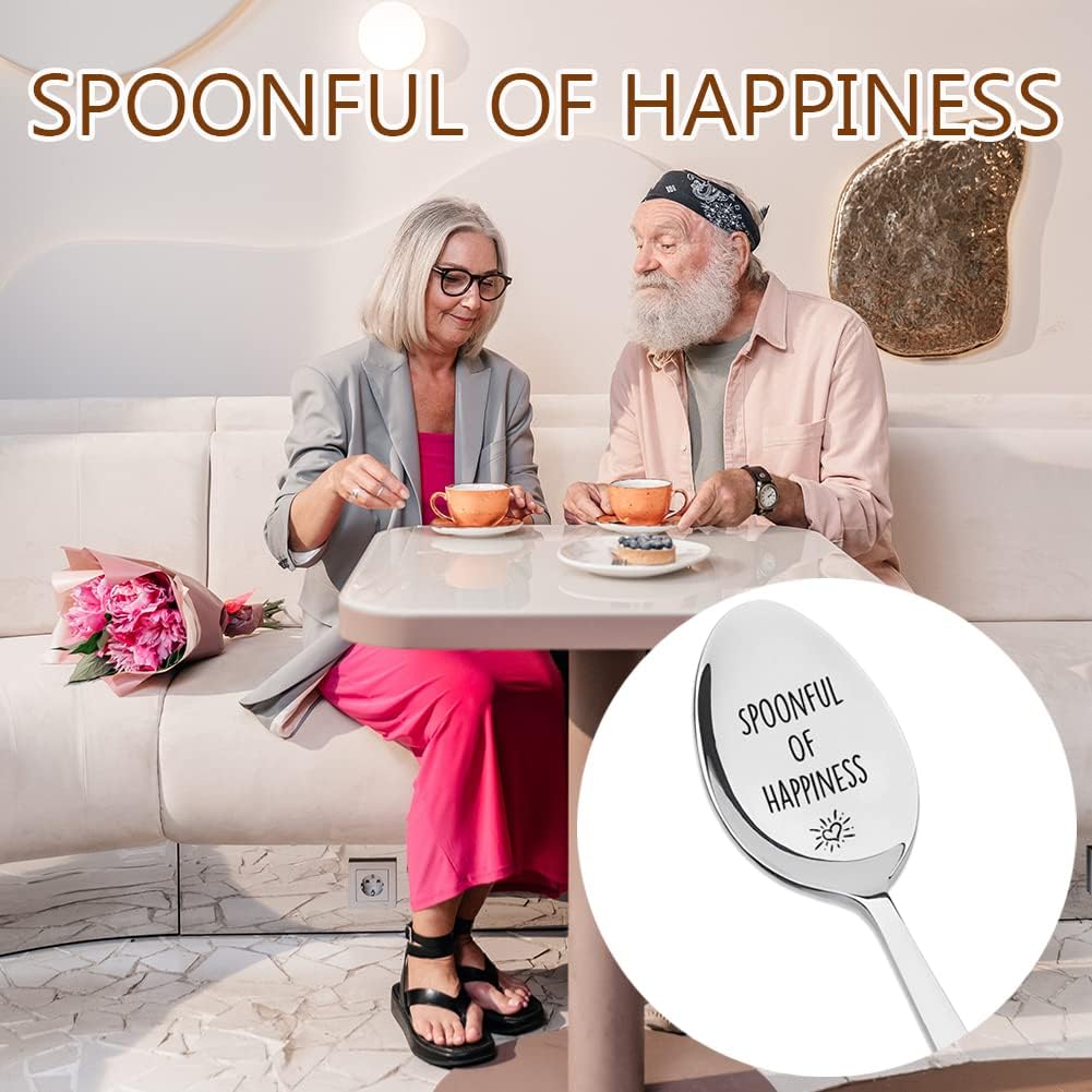 Cuchara de regalo para mujeres y hombres, mejores amigos, regalo de cumpleaños para mamá, papá, hija, hijo, cucharada de felicidad, postre de