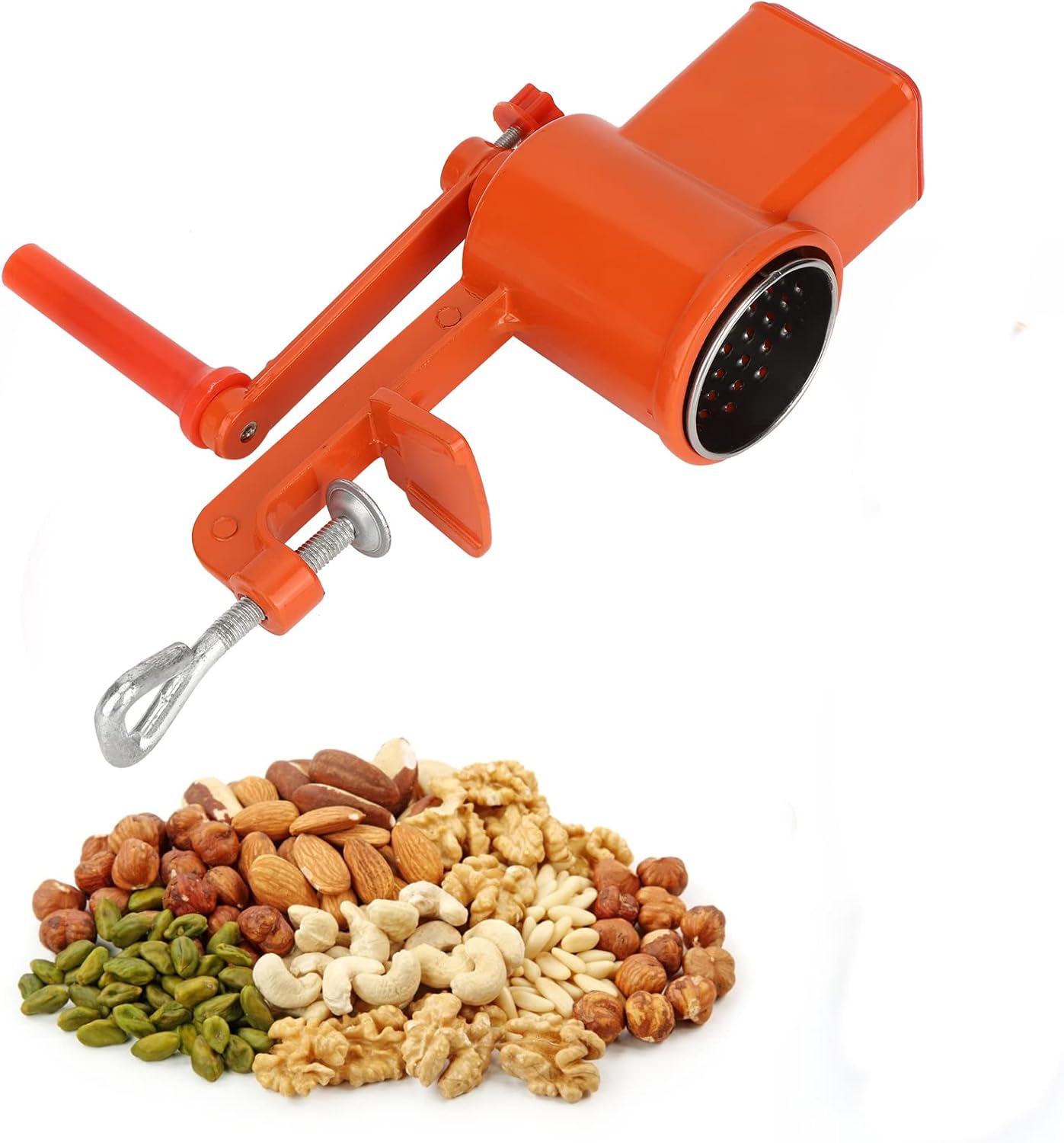 Molino de grano manual, molinillo de grano manual, herramienta de molienda de manivela de aluminio ajustable para nueces, maíz, frijoles, trigo,