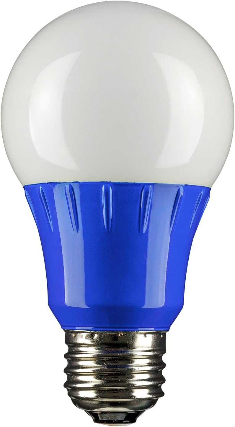 Sunlite A193WBLED – Foco LED de color A19, 3 W (equivalente a 25 W), base mediana E26, no regulable, certificación UL, 1 unidad (paquete de 1),