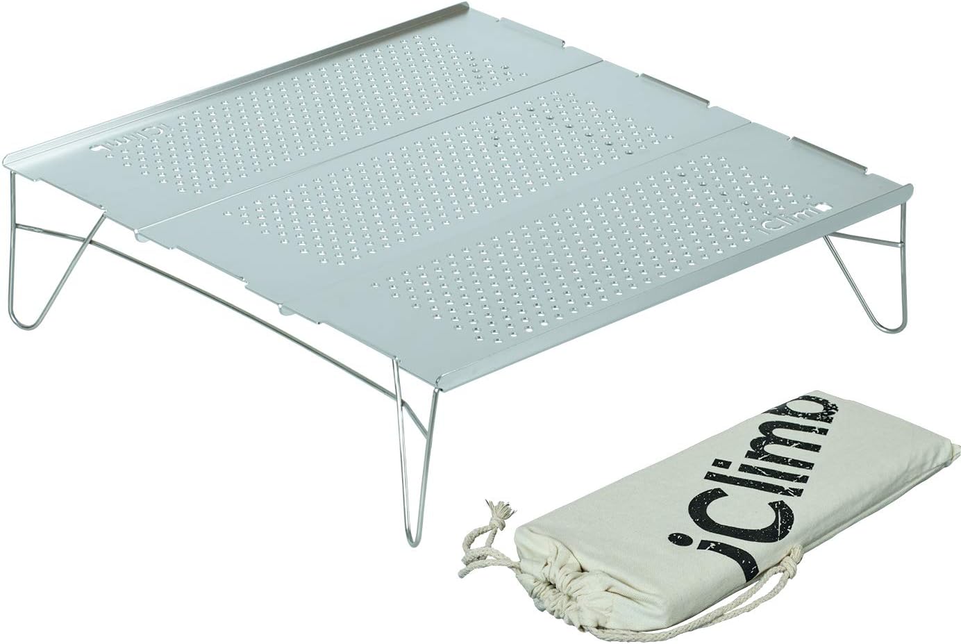 iClimb Mini mesa plegable individual ultraligera y compacta para mochileros, camping, senderismo, playa, picnic (plata – L)