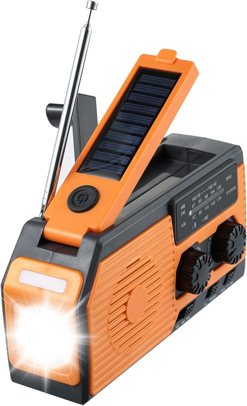 1 Set AMFMSolar Radio with 5000 MAh Charging PowerSOS AlarmReading Light Function for Outdoor