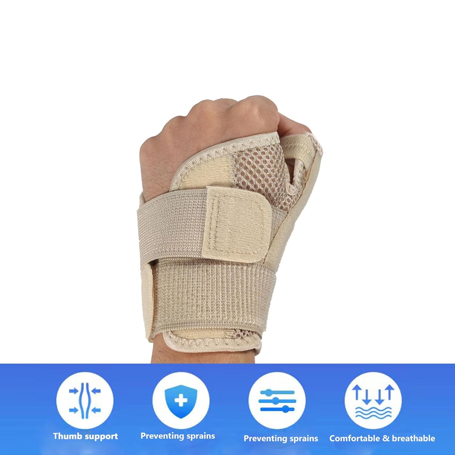 Férula para el pulgar con muñequera, soporte para el pulgar para estabilizador de muñeca, mano, pulgar, se adapta tanto a la mano derecha izquierda