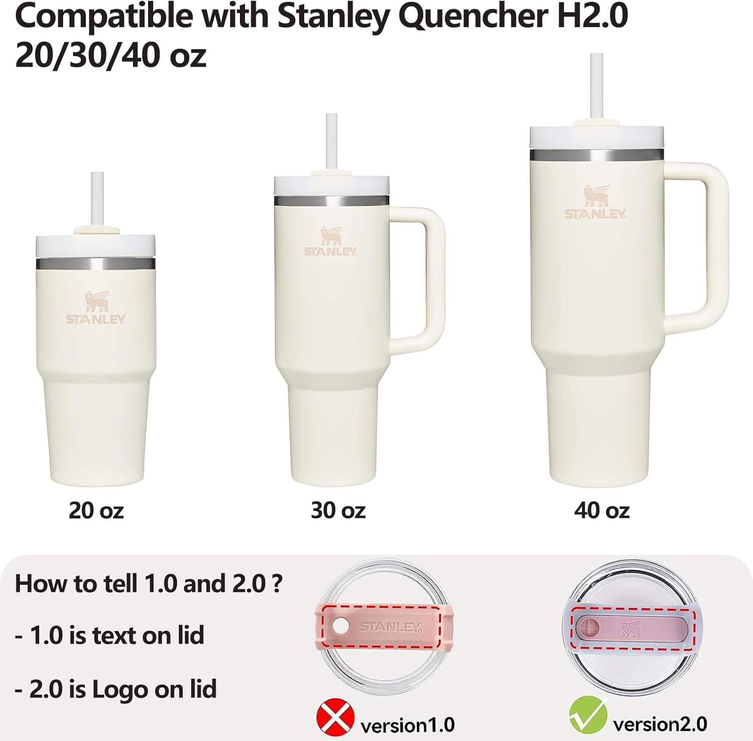 Paquete de 4 tapones antiderrames para Stanley Cup 2.0 de 30 onzas y 40 onzas, tapón de silicona a prueba de fugas para vaso Stanley, accesorios de
