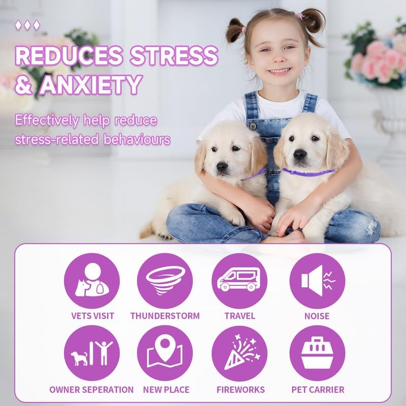 Paquete de 4 collares calmantes para perros, collar calmante para el alivio de la ansiedad por separación para perros, collar ajustable de 60 días