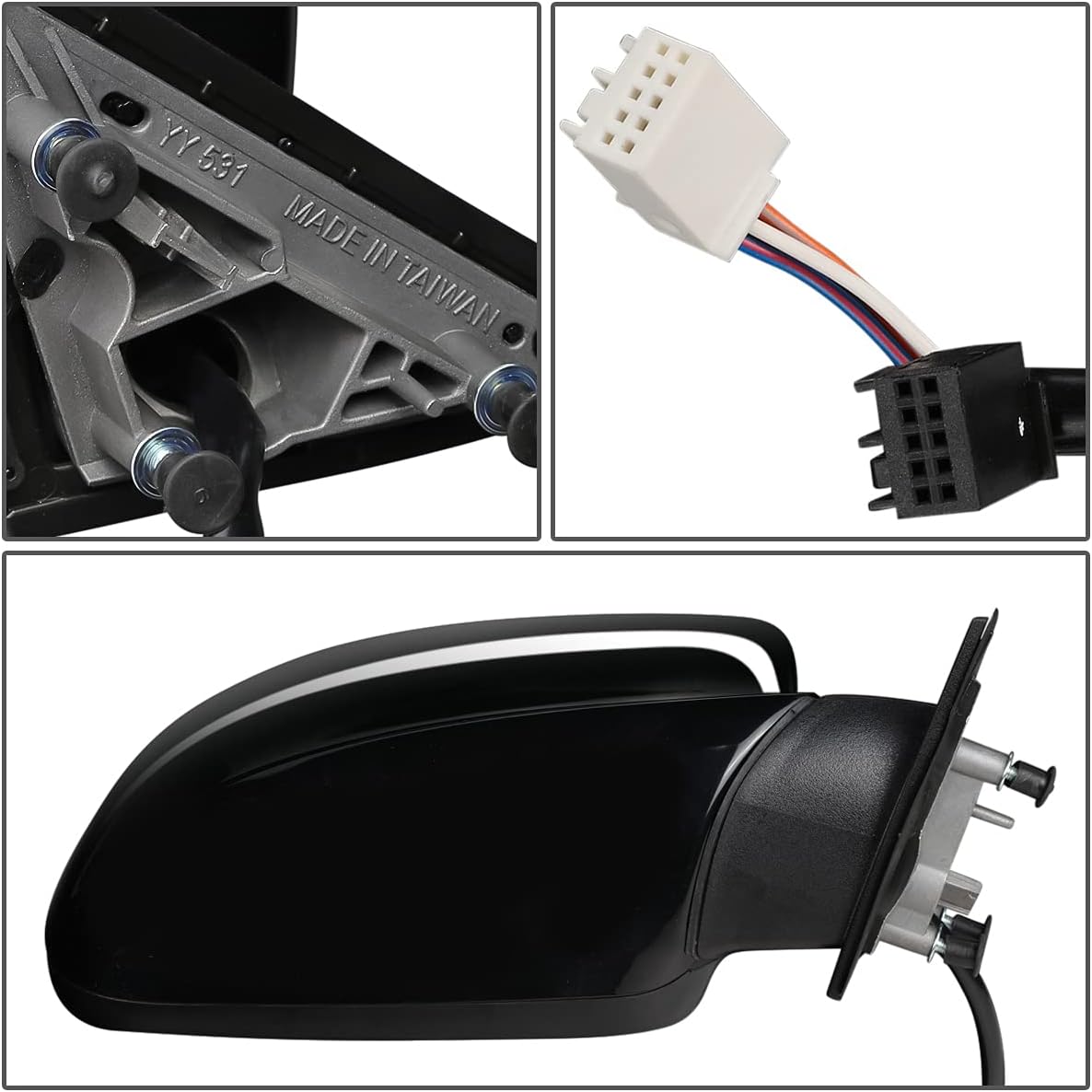 DNA Motoring OEM-MR-CH1321452 Espejo retrovisor de puerta lateral derecho con calefacción estilo fábrica con detección de punto ciego compatible con