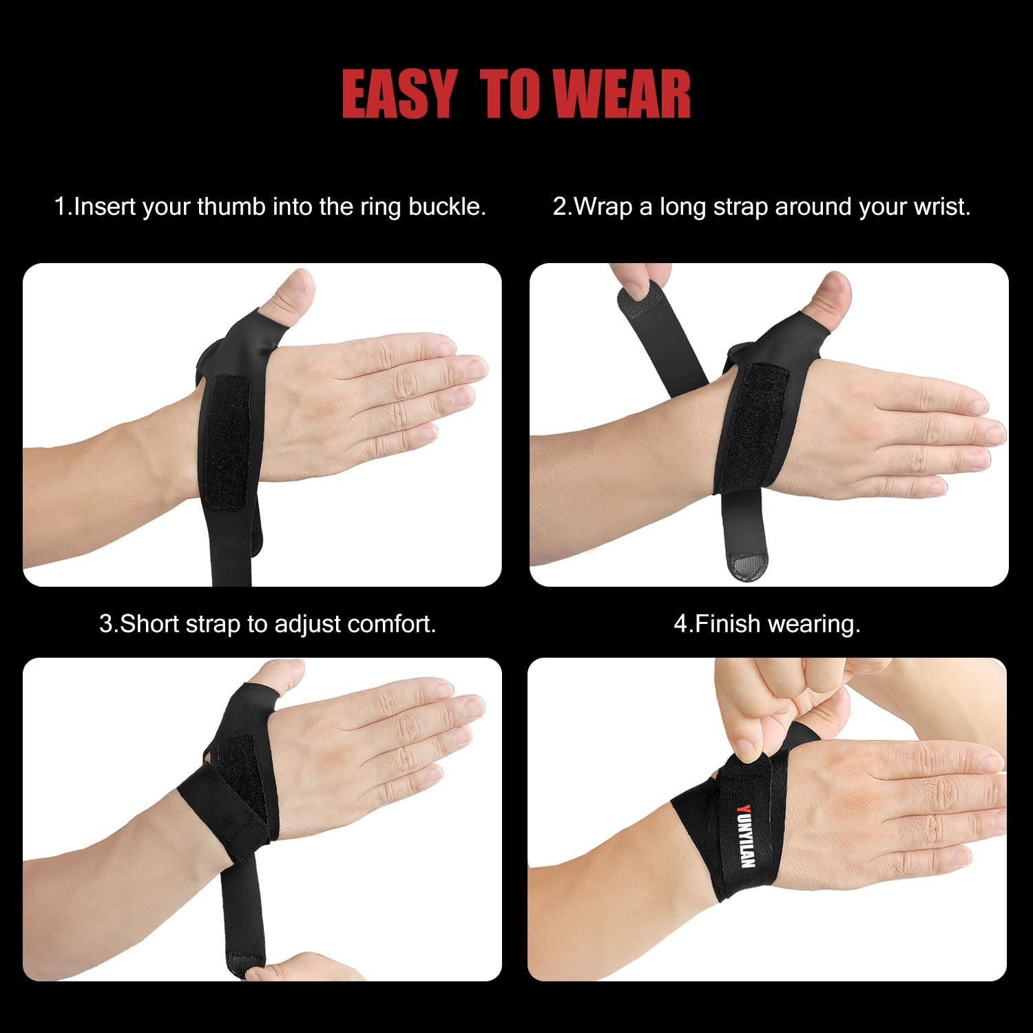 Muñequera ultrafina y correa de compresión para artritis del pulgar, soporte ajustable para túnel carpiano para hombres y mujeres, cómodo túnel