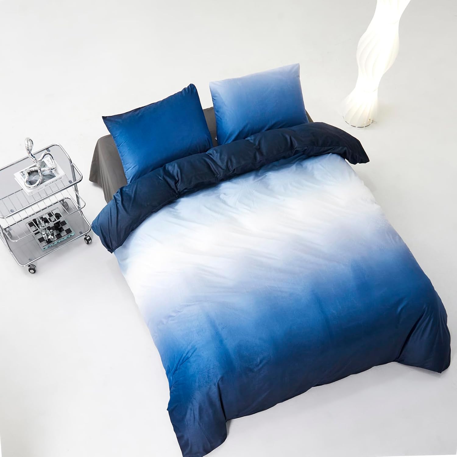 Cottonight Juego de edredón de terciopelo azul, tamaño Queen, juego de ropa de cama de franela esponjosa para mujeres y hombres, manta gruesa y