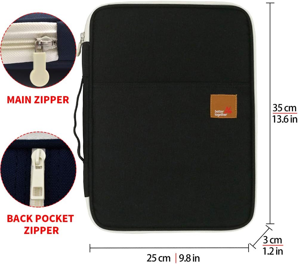 MIRLEWAIY Portafolio impermeable con cremallera organizador A4 bolsa de documentos titular de copia para iPad, tableta y cuaderno