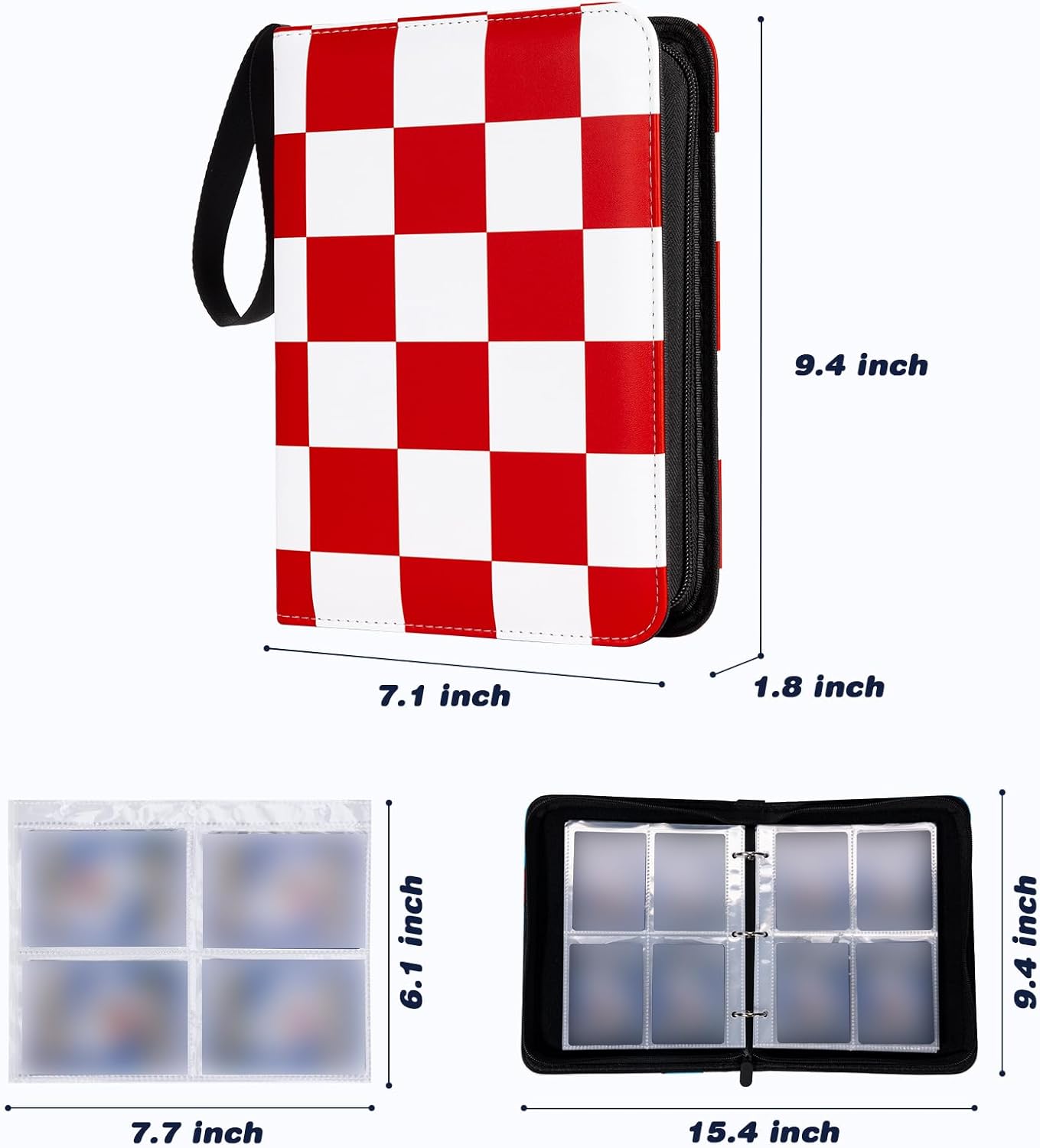 Carpeta de tarjetas para tarjetas TCG, 4 bolsillos portátil coleccionista de tarjetas con 50 fundas extraíbles, carpeta de tarjetas intercambiables,