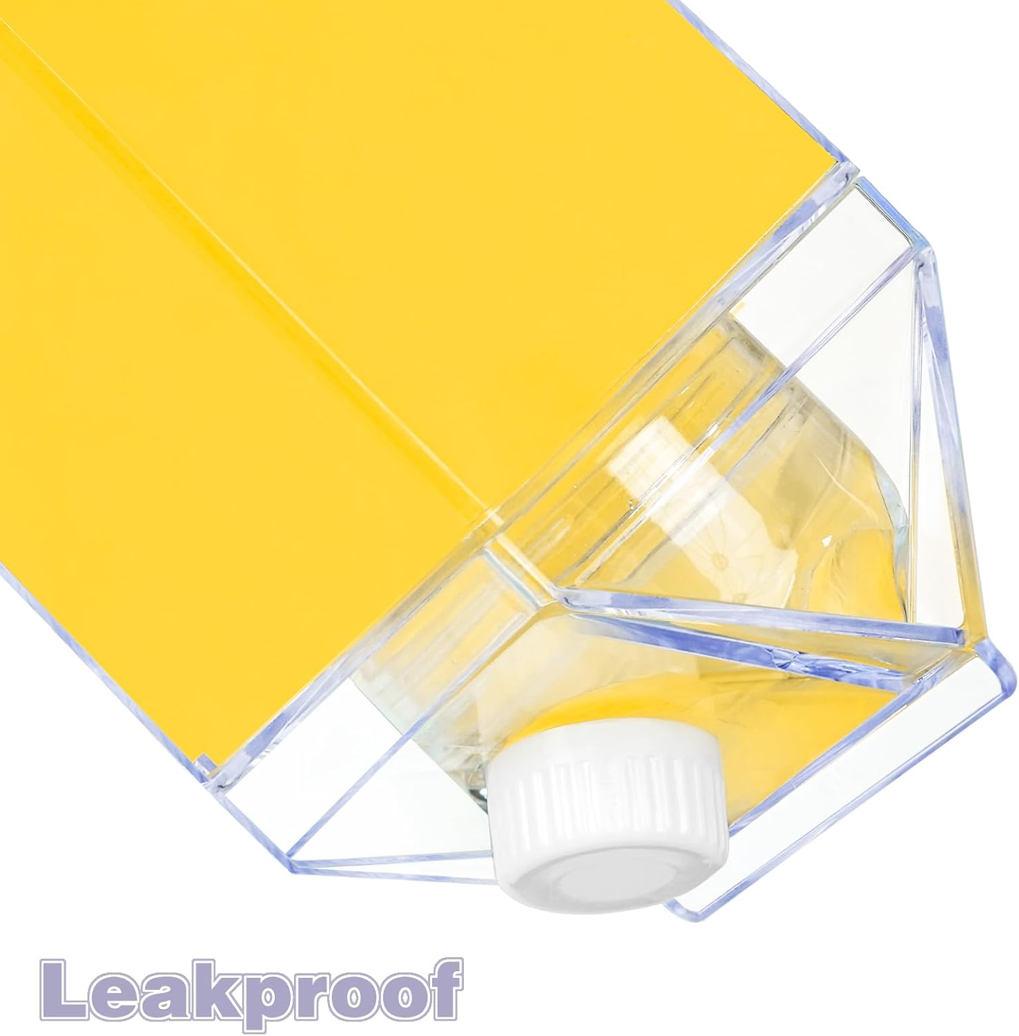 KALYLOC 8 botellas de agua de cartón de leche, botellas de leche cuadradas de plástico transparente de 34 onzas, contenedor de agua portátil