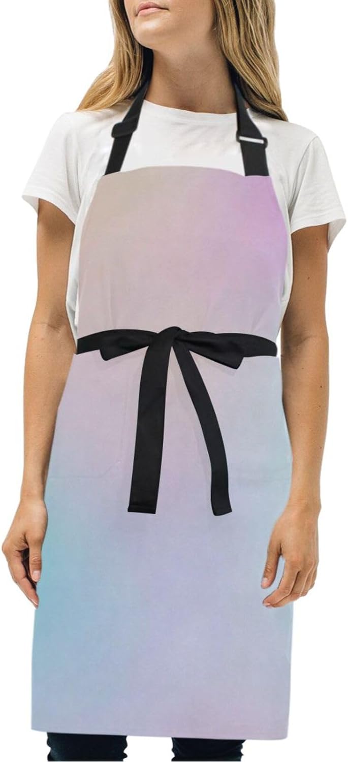 RPLIFE Delantal corto con purpurina rosa y morado con bolsillos, baberos para barbacoa, delantal de cocina para mujer, impermeable, accesorios de