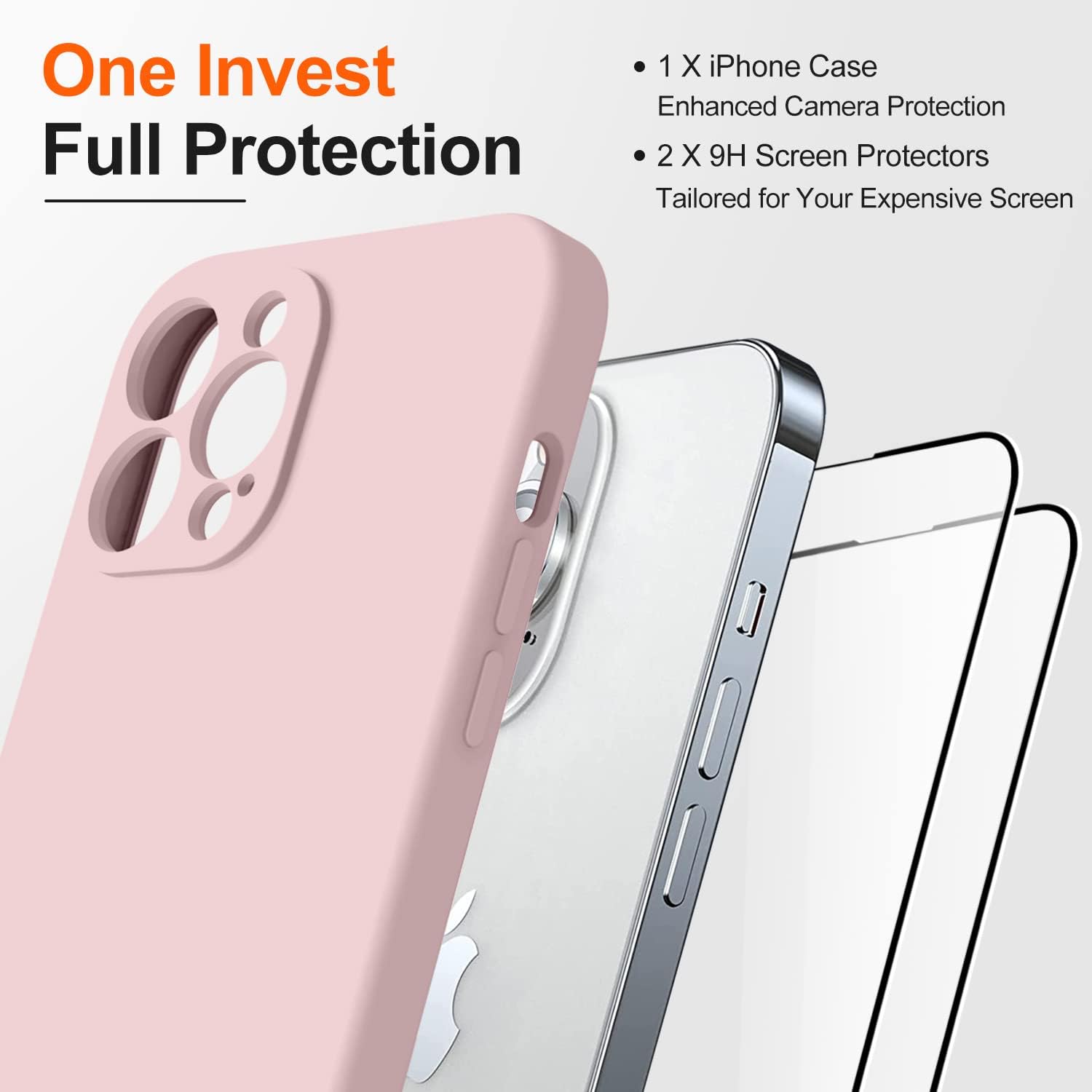 Funda compatible con iPhone 14 Pro para mujer, con 2 protectores de pantalla de vidrio templado 9H, protección de cámara forro de microfibra Funda