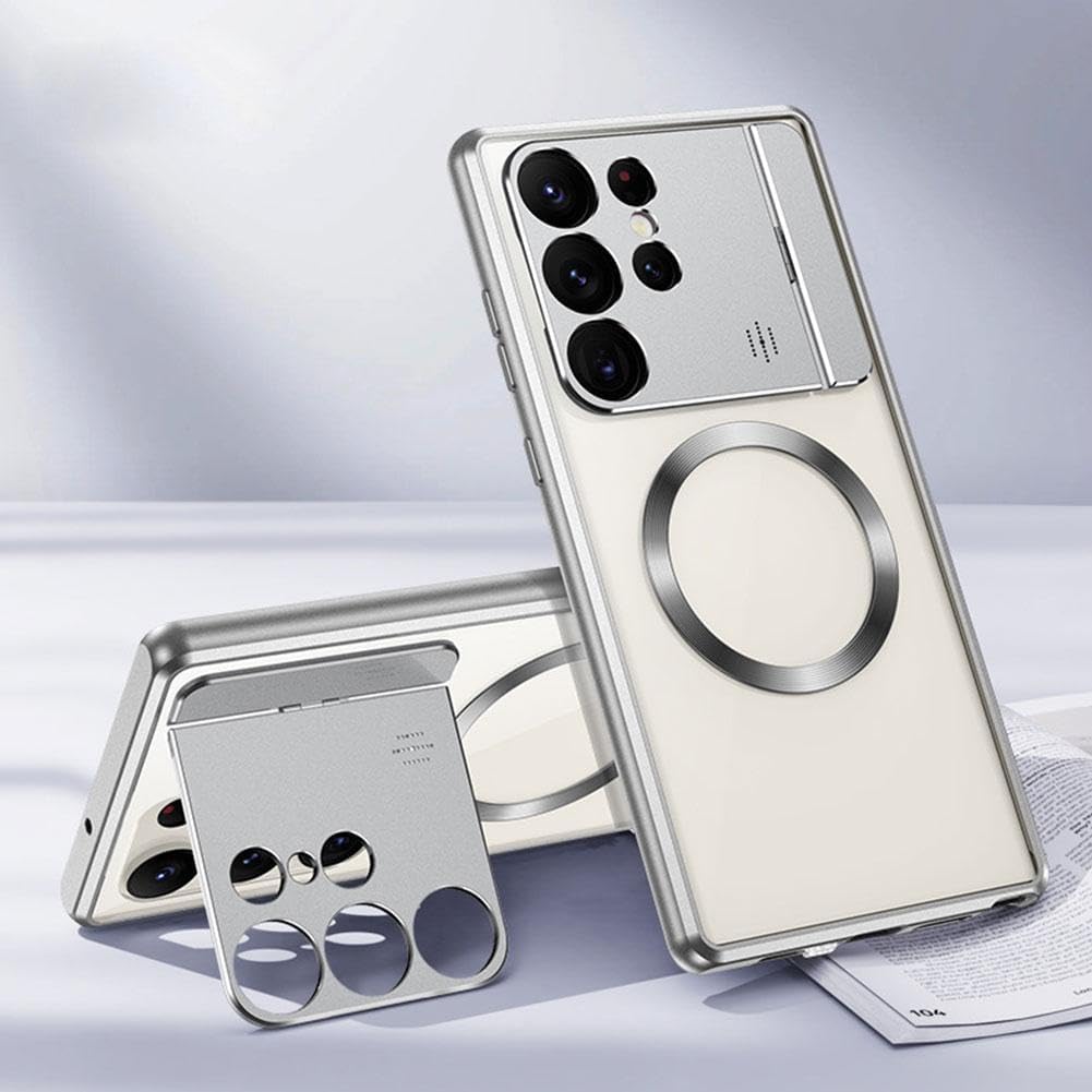 Para Samsung s22s23ultra Soporte plegable de succión magnética para aromaterapia, Streamer Metal esmerilado Soporte plegable magnético Shell púrpura
