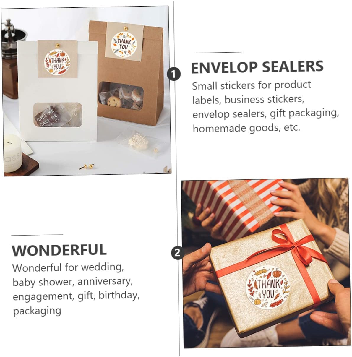 STOBOK 1000 calcomanías de sellado, etiqueta de regalo de agradecimiento, etiqueta de embalaje de regalo, etiqueta de regalo, etiqueta de regalo,