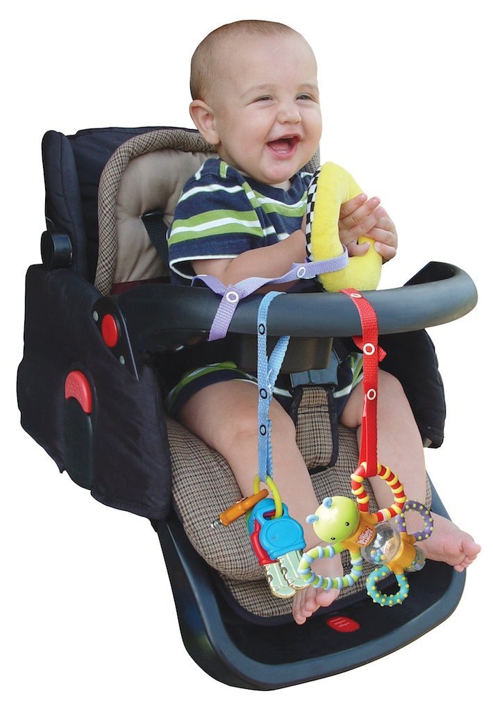 Baby Buddy Secure-A-Toy, la correa de seguridad asegura juguetes, mordedores o chupetes a cochecitos, sillas altas, asientos de automóvil, longitud