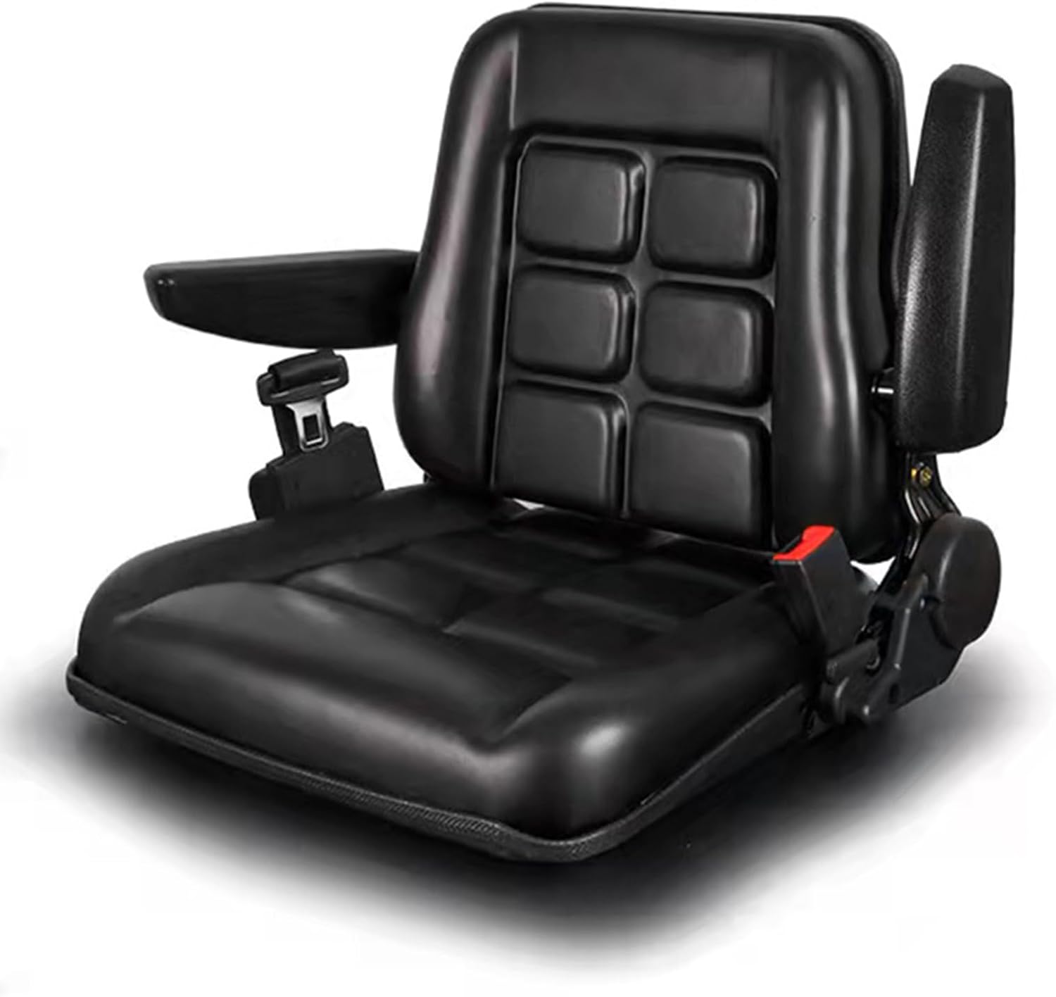 Asiento universal ajustable para carretilla elevadora con cinturón de seguridad y reposabrazos, respaldo ajustable y riel deslizante Asiento de