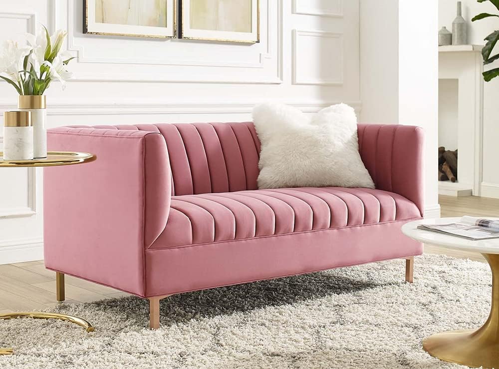 Modway Shift Channel – Sofá biplaza, color rosa polvoriento