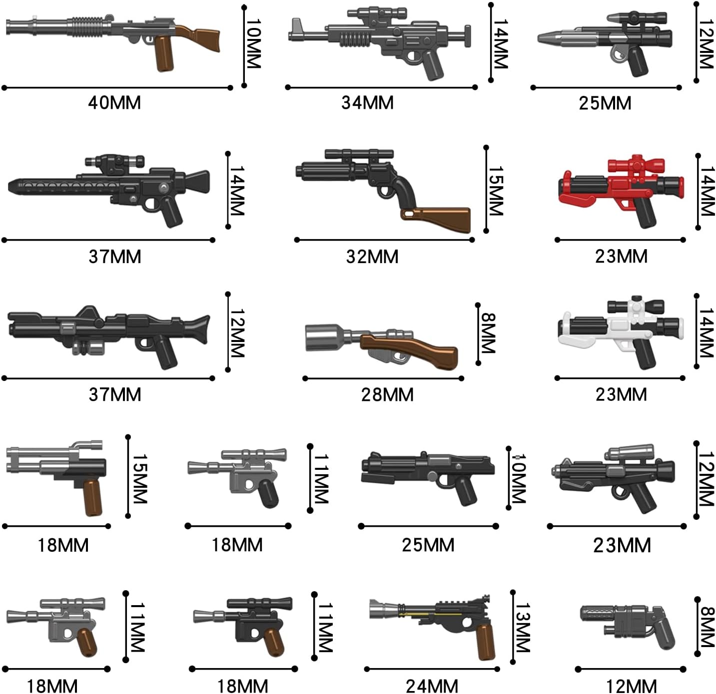 -MOC – Juego de 29 piezas de minifigs de ciencia ficción Space Wars, juego de armas de pintura en aerosol, kit de juguete de bloque de construcción