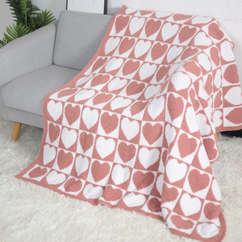 Viviland Manta  Manta mullida de cuadrícula de ajedrez, tejida suave y acogedora manta de microfibra cálida para sofá, cama, viajes a casa (amor