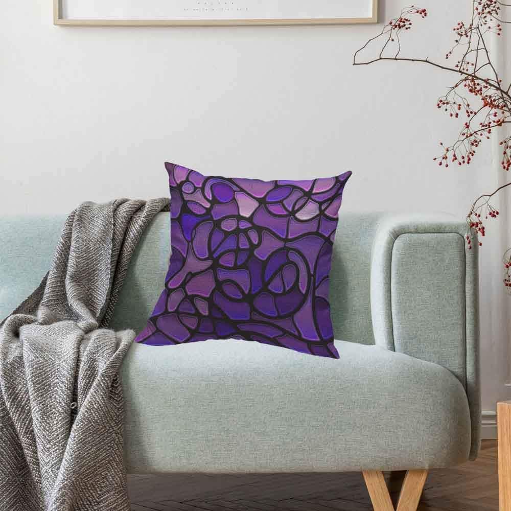 HOSNYE Funda de almohada de lino y algodón con mosaico de vidrio, color morado, abstracto, manchado, fundas de cojín decorativas para el hogar,