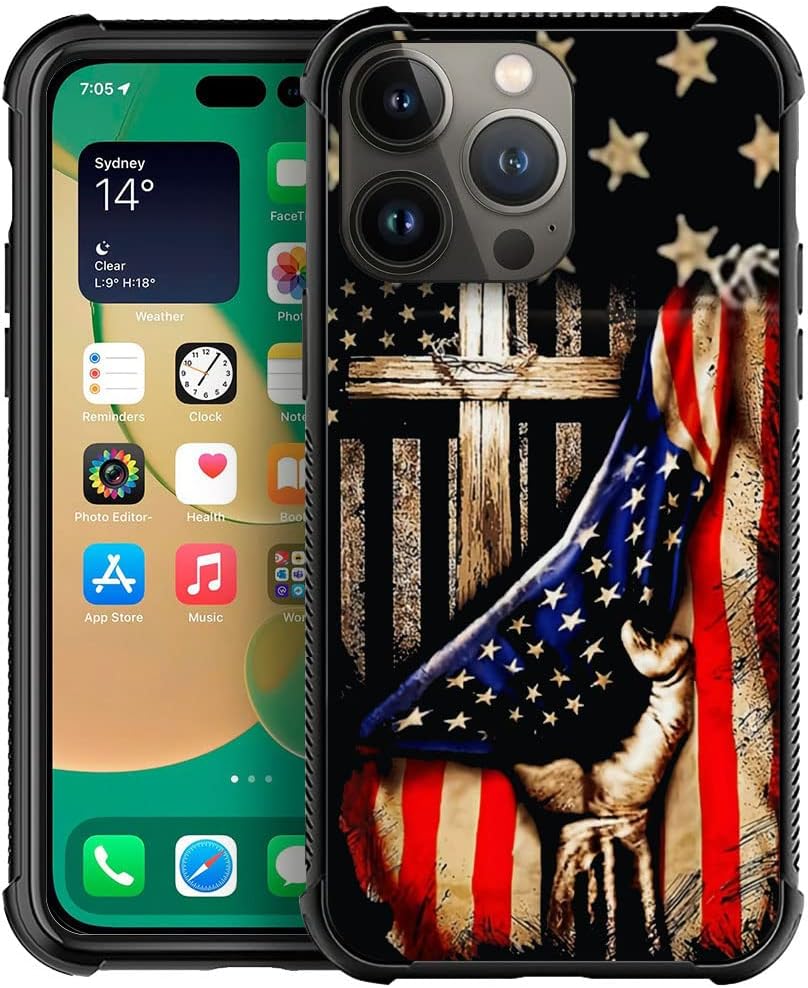 DAIZAG Funda compatible con iPhone 14 Pro, protección completa, a prueba de golpes, antiarañazos, funda de TPU para hombre y mujer, bandera