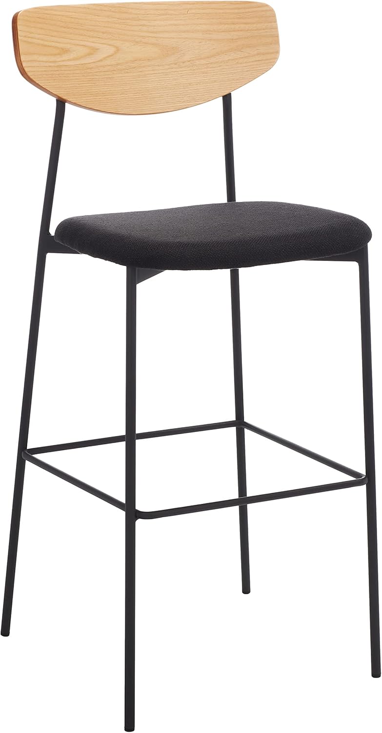 SAFAVIEH Home Collection Ryker Taburete de bar de cocina de 30 pulgadas de roble y negro (totalmente montado)