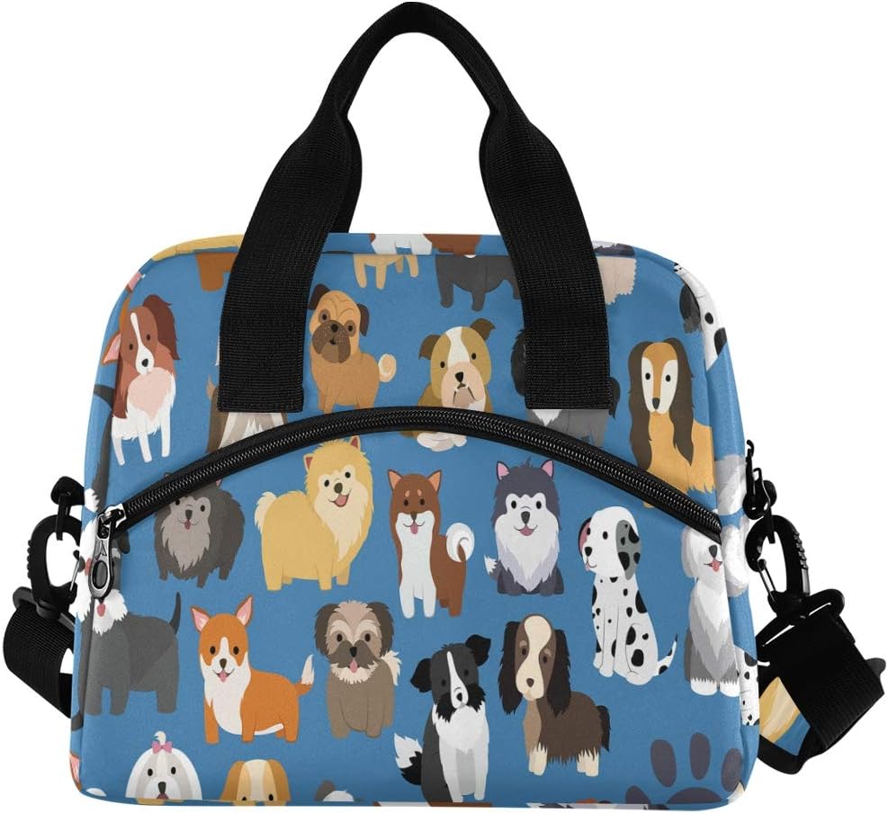 Juego de bolsas de almuerzo para perros y cachorros para mujeres, bolsa de almuerzo de animales de dibujos animados, bolsa de almuerzo, resistente