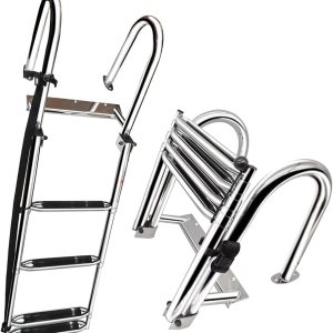 Escalera de barco pontón de 4 escalones, escalera telescópica de acero inoxidable 316, escalera telescópica intraborda resistente, escalera de Escalera de barco pontón de 4 escalones, escalera telescópica de acero inoxidable 316, escalera telescópica intraborda resistente, escalera de