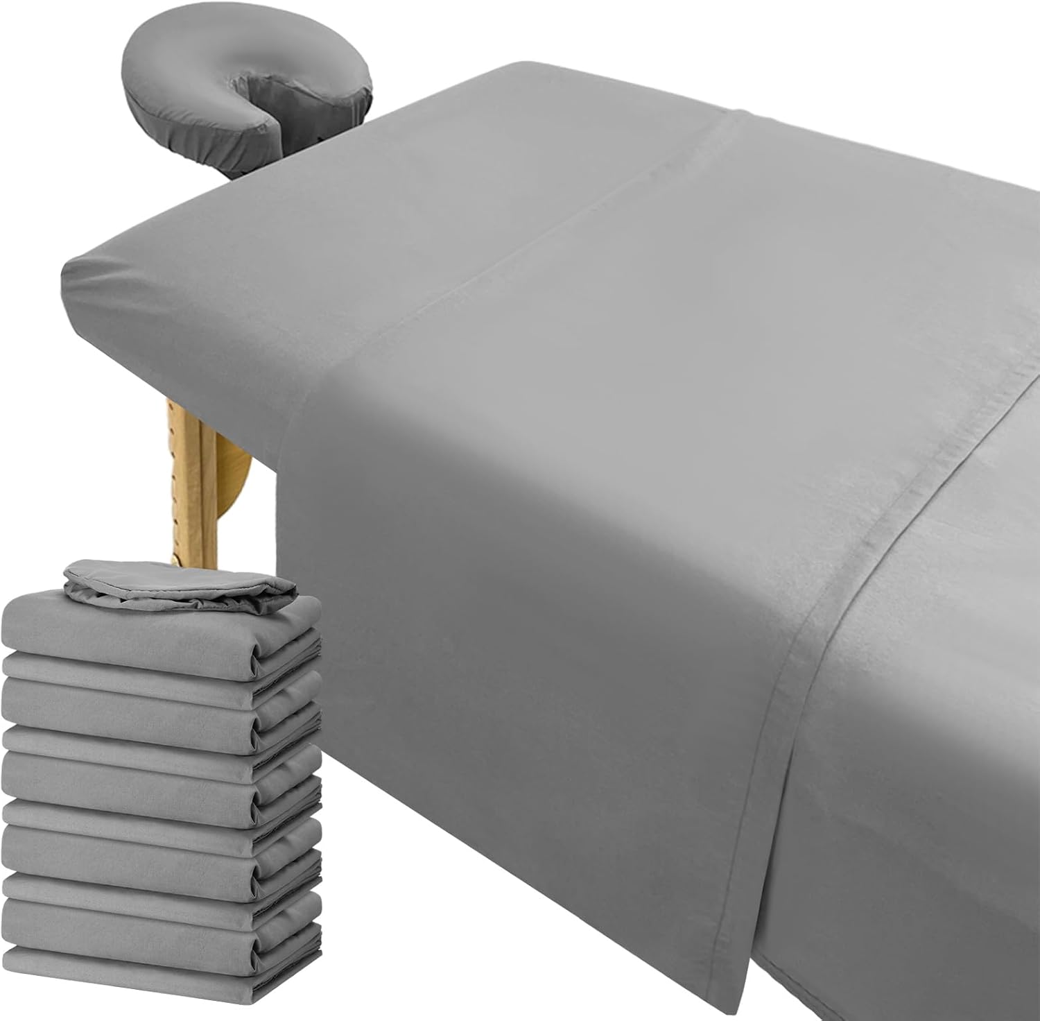 Preboun Juego de 6 sábanas de microfibra para mesa de masaje, juego de sábanas de spa de 3 piezas, funda gris para mesa de masaje, incluye sábana