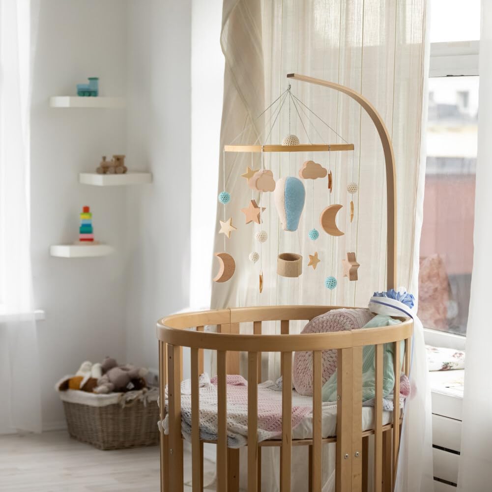 Móvil para cuna de bebé para niños y niñas  Campana de cama bohemia para guardería  Juguetes tejidos de ganchillo con globos de aire caliente