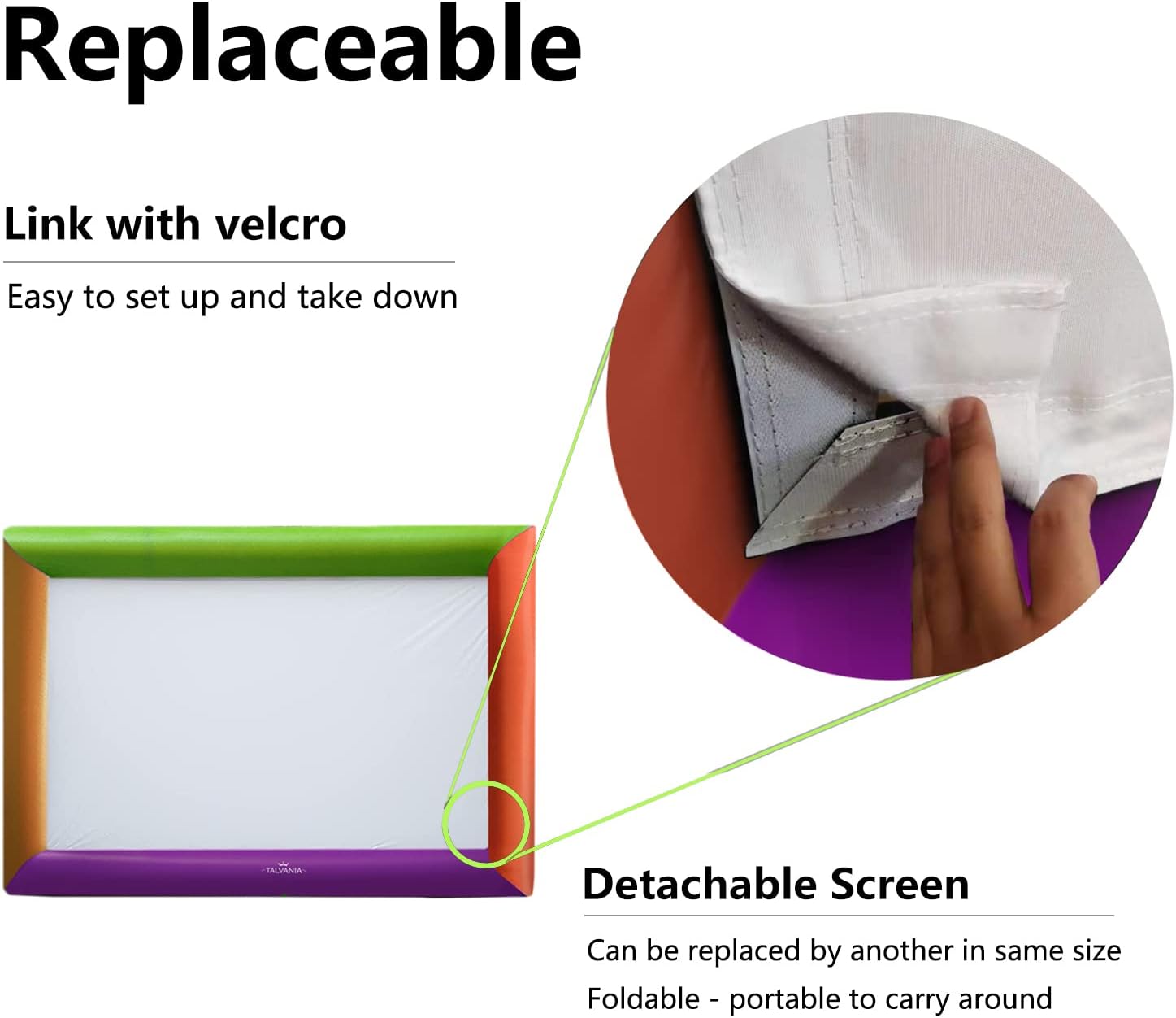 Pantalla de proyector inflable de 14 pies para ver películas de TV en exteriores e interiores, soplador, amarre, estacas, bolsas de arena y bolsa de